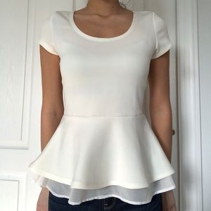 White Peplum Top